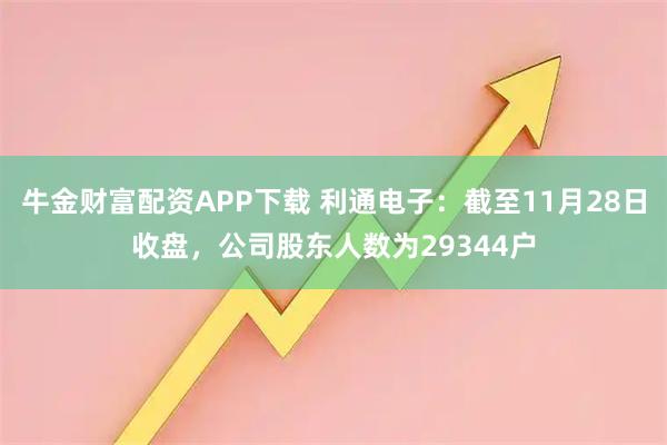 牛金财富配资APP下载 利通电子：截至11月28日收盘，公司股东人数为29344户