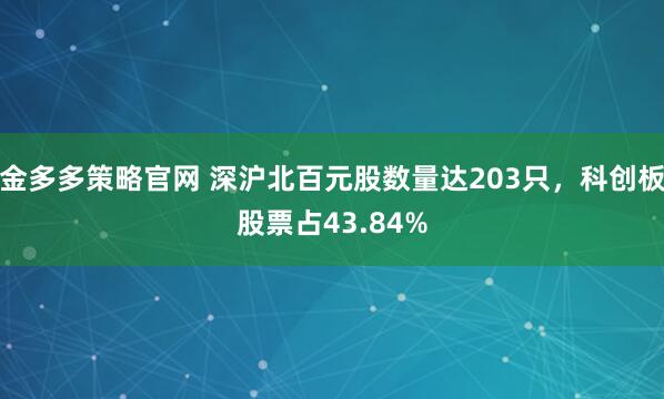 金多多策略官网 深沪北百元股数量达203只，科创板股票占43.84%
